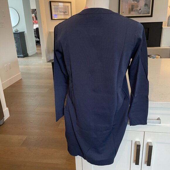 Sans & Sans from Singapore 3/4 Slv Crew Neck Knit Tunic Front Slit Blue Sz S/M - Picture 9 of 14